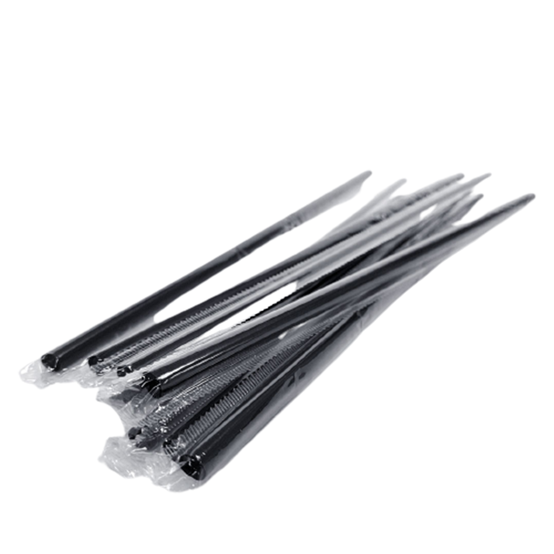 STRAIGHT STRAW WITH PLASTIC WRAPPER BLACK \ STRAW LURUS DENGAN PEMBALUT PLASTIK HITAM 250pcs